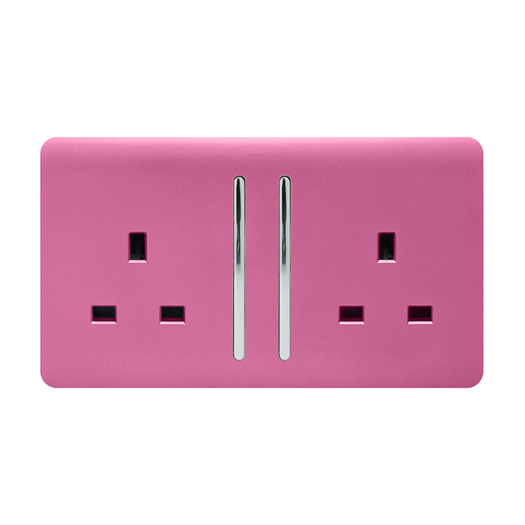 2 Gang 13Amp Long Switched Double Socket Pink